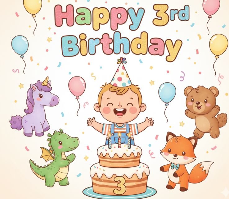 Happy 3rd Birthday Wishes for a Boy